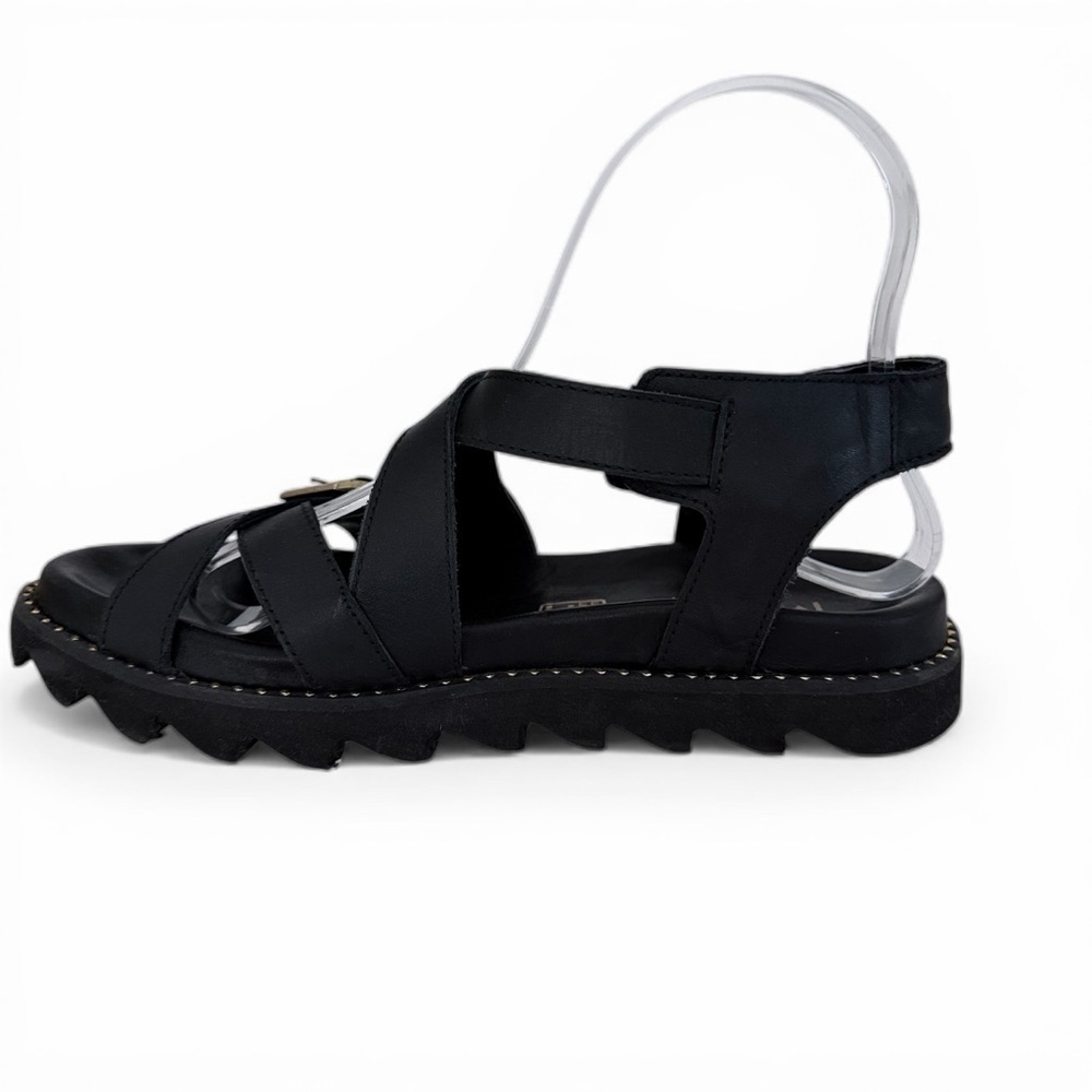 MAGO Black Leather Chunky Lug Sole Sandals Buckle Strap size eu 37 - Picture 3 of 12